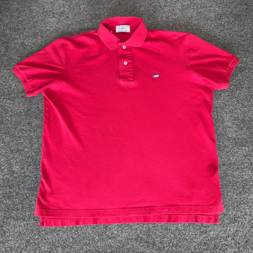 Southern Tide Skipjack Polo Shirt‎ Mens Medium Magenta Short Sleeve Cotton Golf